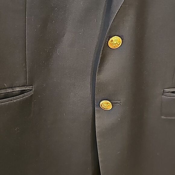 - Lauren Ralph Lauren Mens Navy Blue Blazer Gold Tone Buttons Size 44R - Picture 3 of 13